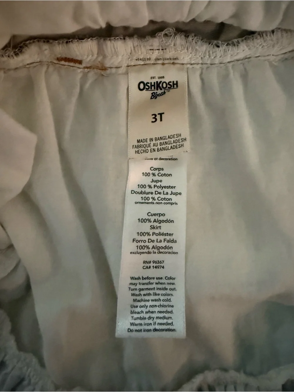 Retro OshKosh B'gosh Denim Bib & Ivory Tulle Overall Dress for Kids 3T